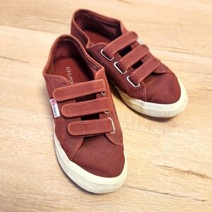 Superga velcro sneakers, burgundy, size 8.5